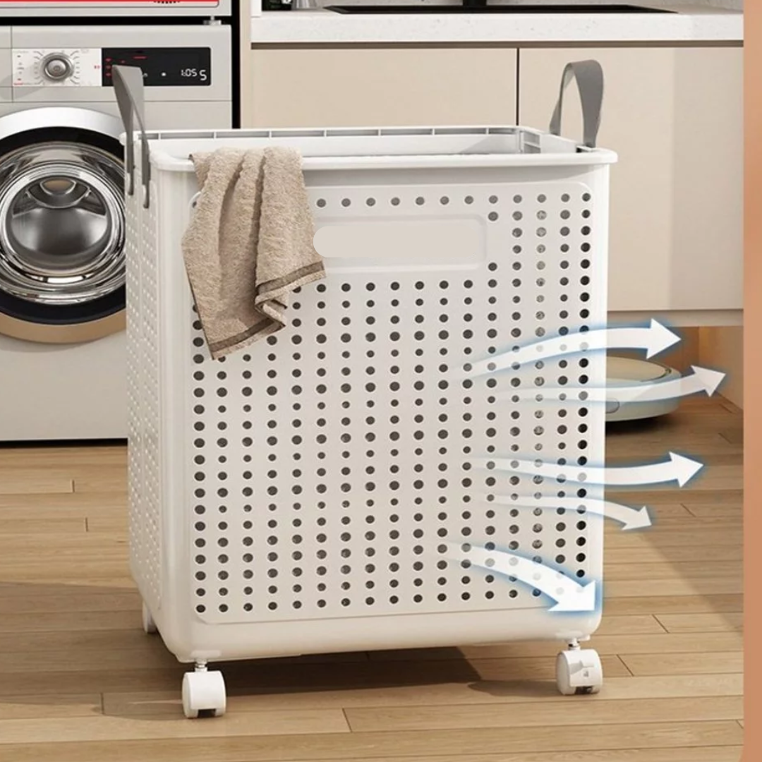 Giỏ Đựng Quần Áo Gấp Gọn Chất Liệu Nhựa ABS Cao Cấp Có Bánh Xe Di Chuyển Siêu Tiện Lợi - Ảnh 2