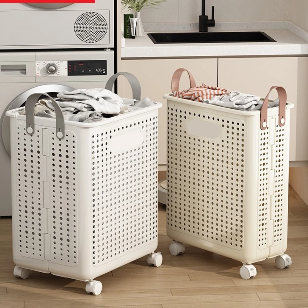 Giỏ Đựng Quần Áo Gấp Gọn Chất Liệu Nhựa ABS Cao Cấp Có Bánh Xe Di Chuyển Siêu Tiện Lợi - Ảnh 3