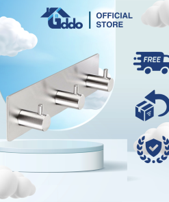 Thanh 3 Móc Treo Quần Áo Khăn Tắm chất liệu INOX SUS304 nguyên khối sử dụng keo dán 3M - TIDDO